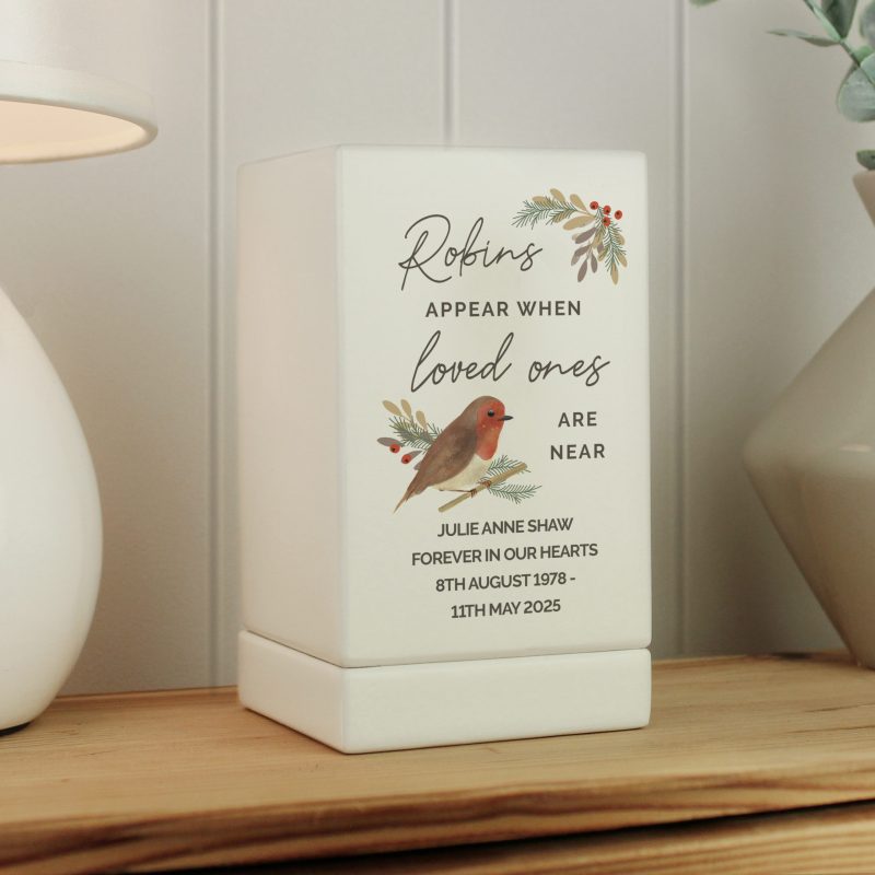 P1011H71-1.jpg Personalised Robins Appear Small Wooden Urn